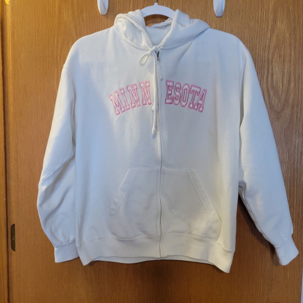 Basix Women's "Minnesota" Zipper Hoodie in White Size S